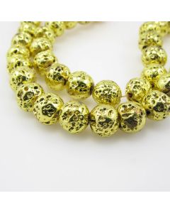 Electroplate Vulkanska lava perle 10 mm, boja zlata  ( 1111002 )
