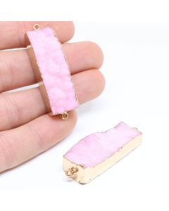 Konektor od poludragog kamena Druzy Ahat sa obodom od mesinga,  54x15x10 mm     ( 11350028 )