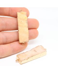 Konektor od poludragog kamena Druzy Ahat sa obodom od mesinga,  54x15x10 mm     ( 11350030 )