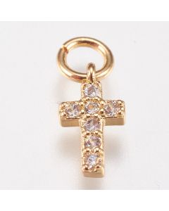 Mesing krstići sa CZ Cirkonima 9x5x1,5mm, alka 2mm- Pozlata 18k  ( E14762G)