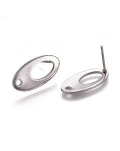 304 Stainless Steel Udica za Minđuše 19x10 mm, rupa 1,5 mm,igla 0,8 mm ( 2040016 )