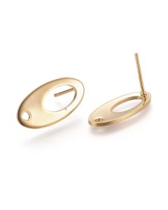 304 Stainless Steel Udica za Minđuše 19x10 mm, rupa 1,5 mm,igla 0,8 mm- boja zlata ( 2040017 )