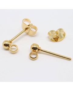 304 Stainless Steel Igle za minđuše 14x6x3mm, rupa: 2mm; igla: 0.8mm- boja GOLD ( 2040021 )