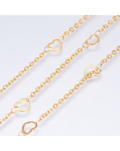 304 Stainless steel lanac 5x6.4x0.4mm, Link: 2x1.9x0.3mm- boja zlata  ( 2061030 )