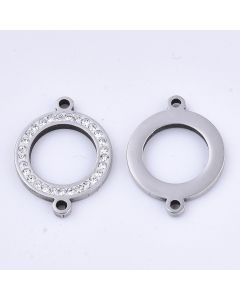 Link 304 Stainless steel sa CZ cirkonima 21x16mm , rupe 1,5 mm( 209120 )