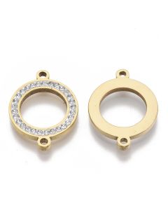 Link 304 Stainless steel sa CZ cirkonima 21x16mm , rupe 1,5 mm-boja zlata( 209121 )