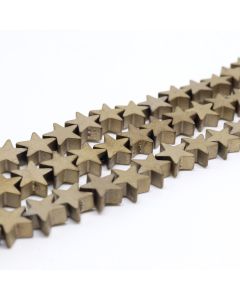 Hematit perle 8x8 mm, boja mat metalik zlatna, Cena je data za 1 niz od oko 39cm, Niz sadrži oko 48 perli ( 2131087 )