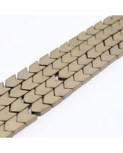 Hematit perle 6x8 mm, boja mat metalik zlatna, Cena je data za 1 niz od oko 39cm, Niz sadrži oko 48 perli ( 2131119 )