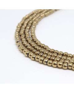 Hematit perle 3 mm, boja metalik zlatna, Cena je data za 1 niz od oko 39cm, Niz sadrži oko 130 perli ( 2131154 )