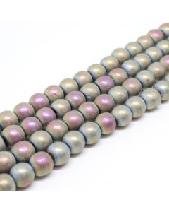Hematit perle 6 mm, boja mat metalik multicolor light , Cena je data za 1 niz od oko 39cm, Niz sadrži oko 65 perli ( 2131186 )