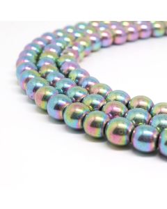 Hematit perle 8 mm, boja metalik multicolor light 2. Cena je data za 1 niz od oko 39cm, Niz sadrži oko 48 perli ( 2131195 )