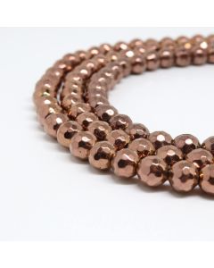 Hematit perle 8 mm faset , boja metalik bakar, Cena je data za 1 niz od oko 39cm, Niz sadrži oko 48 perli ( 2131239 )