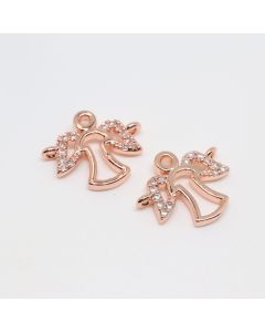 Konektor 15 x 12 mm,  pozlata Rose Gold+ CZ cirkoni (  331091 )