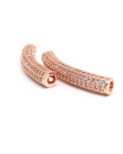 Cevčica 32x5 mm,  prevlaka pozlata Rose Gold + CZ cirkoni (  331094 )