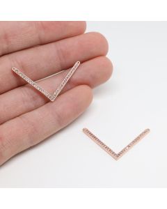 Privezak / Konektor 40x24 mm,  prevlaka pozlata Rose Gold + CZ cirkoni (  331097 )