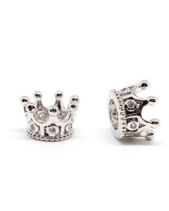 Perla krunica 11 x 7 mm,  prevlaka Rodijum + CZ cirkoni (  333007 )