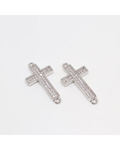 Konektor 25x13 mm,  prevlaka Rodijum + CZ cirkoni (  333016 )