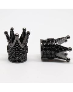 Perla Kruna 12x10 mm rodijum u Hematit crna+CZ( 334003 )