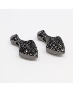 Perla 16x10 mm Rodijumu boji hematit crna + CZ cirkoni (  334023 )