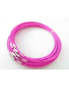 Čelična sajlica za ogrlice sa kopčom na šraf, prečnik 14,5 cm-- boja pink roze (532PINK)