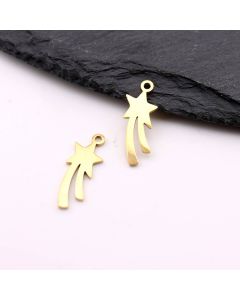 Stainless Steel privezak zvezda Gold 20x7x1mm, rupa 2mm (23SSK15AG)