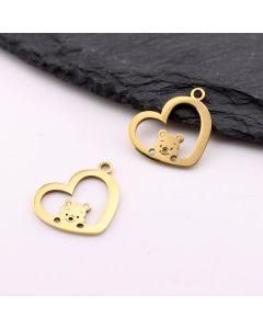 Stainless Steel privezak Gold 16X15x1 mm, rupa 2mm (23SSK13AG)