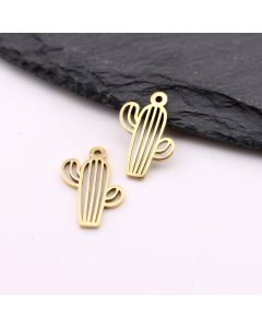 Stainless Steel privezak kaktus Gold 18x10x1mm, rupa 2mm (23SSK16CG)
