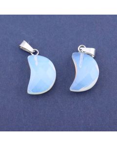 Privezak sintetički kamen Opalit  - Moon 10*16 mm Faset...25KP09-01