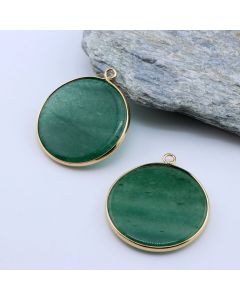 Privezak prirodni kamen Zeleni Aventurin-  30*2 mm Gold...25KP17-02