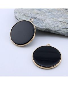 Privezak prirodni kamen Crni Ahat -  30*2 mm Gold...25KP17-07