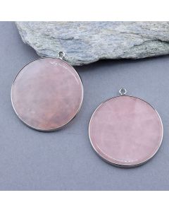 Privezak prirodni kamen Rozen Kvarc -  40*2 mm Silver...25KP18-01