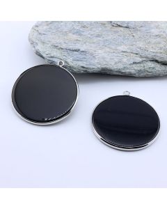 Privezak prirodni kamen Crni Ahat -  40*2 mm Silver...25KP18-04