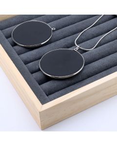 Privezak prirodni kamen Crni Ahat -  50*2 mm Silver...25KP19-04