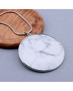 Privezak prirodni kamen Beli Howlite -  50*2 mm Silver...25KP19-02