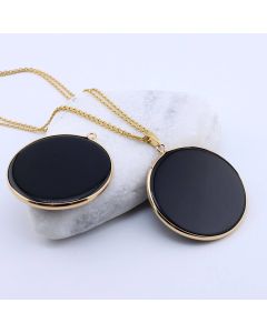 Privezak prirodni kamen Crni Ahat- 40*2 mm Gold...25KP20-06