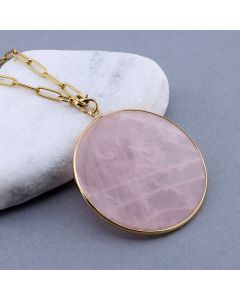 Privezak prirodni kamen Rozen Kvarc-  50*2 mm Gold...25KP21-01