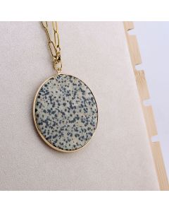 Privezak prirodni kamenJaspis Dalamtinac-  50*2 mm Gold...25KP21-04