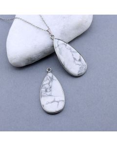 Privezak prirodni kamen Beli Howlite-  21*45 mm Silver...25KP22-04