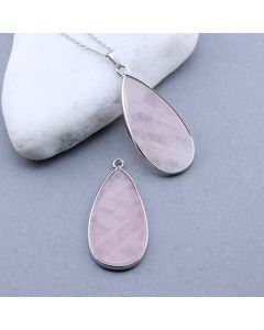 Privezak prirodni kamen Rozen Kvarc-  21*45 mm Silver...25KP22-05