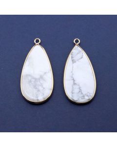 Privezak prirodni kamen Beli Howlite-  21*45 mm Gold...25KP22G-03