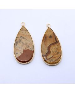 Privezak prirodni kamen Pejzažni Jaspis -  21*45 mm Gold...25KP22G-08