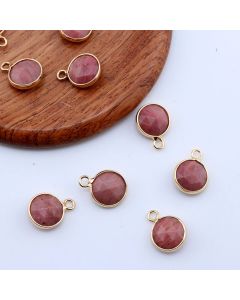 Privezak prirodni kamen Rodonit- 11 mm Gold...25KP24-B01