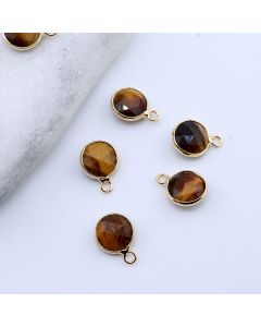 Privezak prirodni kamen Tigrovo Oko- 12 mm Gold...25KP24-B02