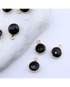 Privezak prirodni kamen Crni Ahat- 13 mm Gold...25KP24-B03