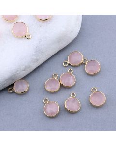 Privezak prirodni kamen Rozen Kvarc- 15 mm Gold...25KP24-B05