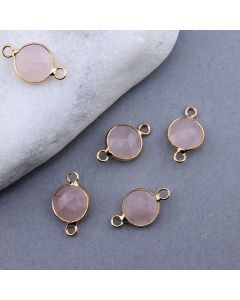 Konektor prirodni kamen Rozen Kvarc- 11 mm Gold...25KP24-A02