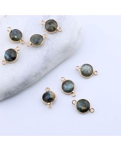 Konektor prirodni kamen Labradorit- 11 mm Gold...25KP25A-02