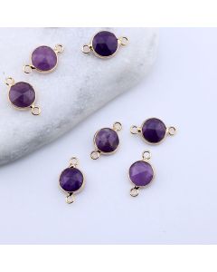 Konektor prirodni kamen Ametist- 11 mm Gold...25KP25A-01
