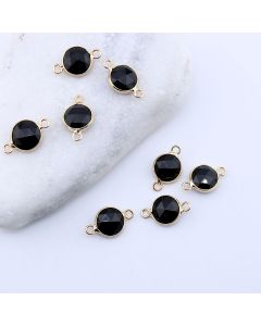 Konektor prirodni kamen Crni Ahat- 11 mm Gold...25KP24-A06