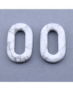 Konektor/Perla prirodni kamen Beli Howlite- 25*40*6 mm...25KP26-04